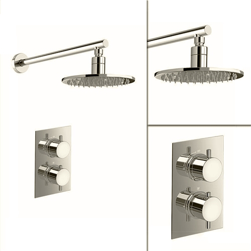 Fontana Round Thermostatic Mixer Shower Set with Optional LED Lighting